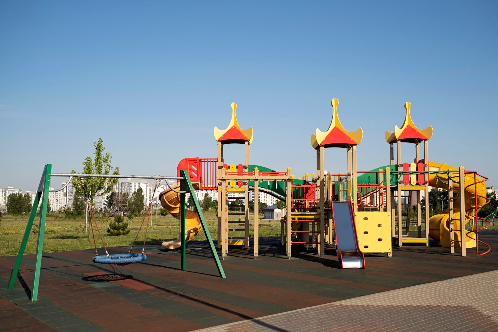 outdoors colorful children playground background scaled